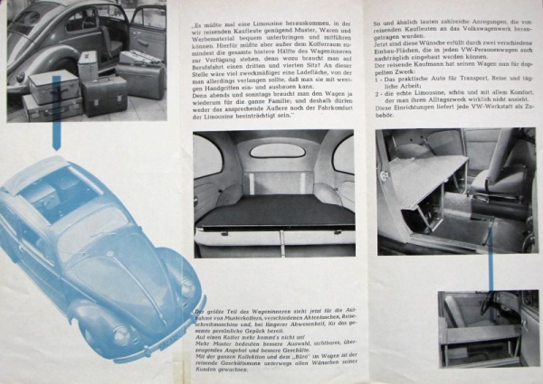 Volkswagen Beetle Modelprogram 1955 "Spezialitaeten fuer den Kaufmann" Carbrochure (1677)